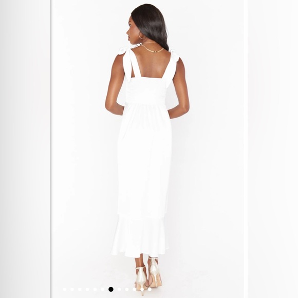 Show Me Your MuMu Garden Midi Dress in Ivory Luxe Satin - Picture 5 of 5